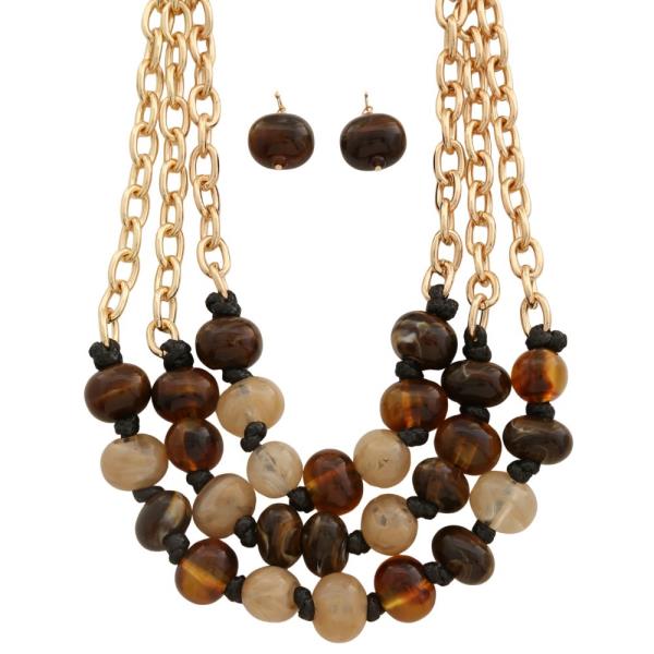 MARBLE BEADED LAYERED NECKLACE