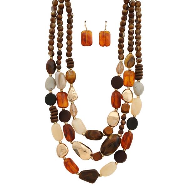 MIXED BEAD LAYERED NECKLACE