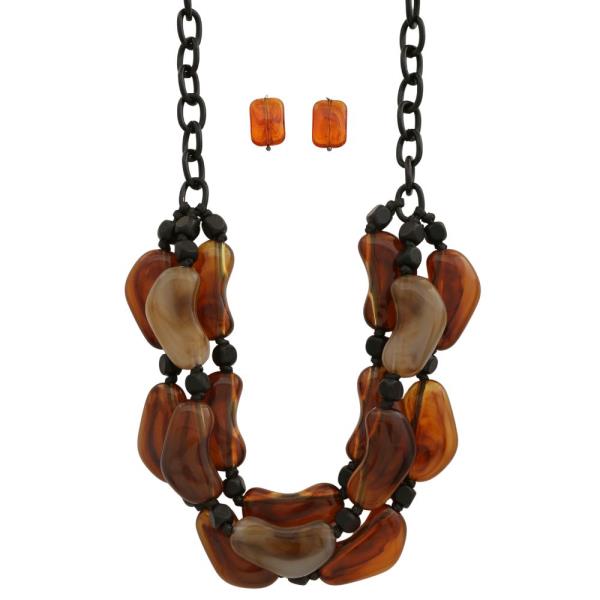 ACETATE BEAD LAYERED NECKLACE