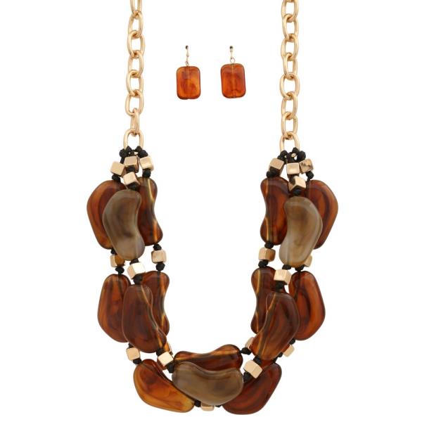 ACETATE BEAD LAYERED NECKLACE