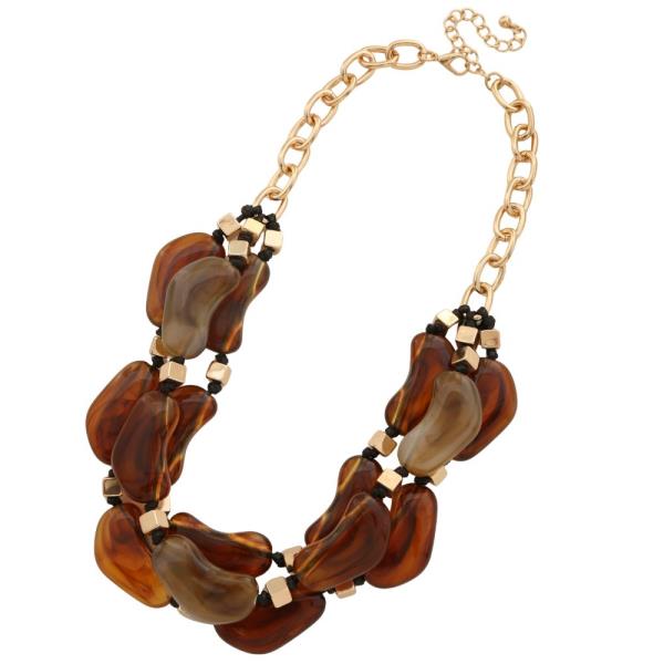 ACETATE BEAD LAYERED NECKLACE