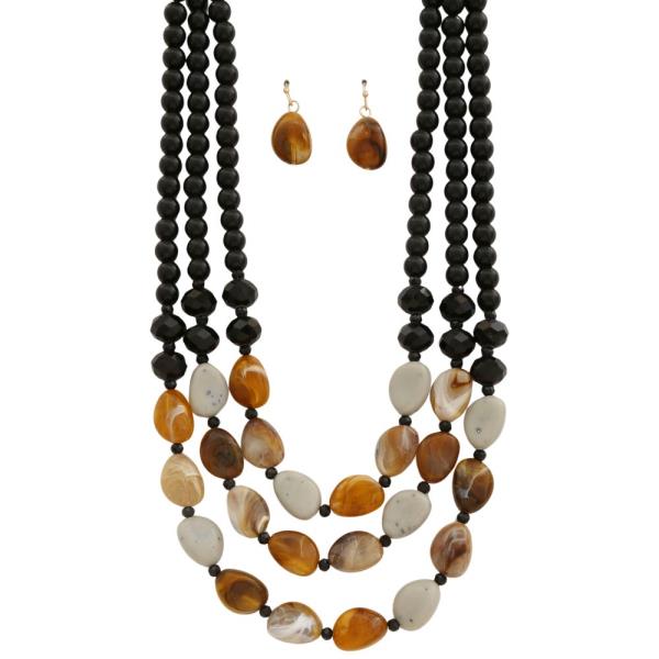 MIXED BEAD LAYERED NECKLACE