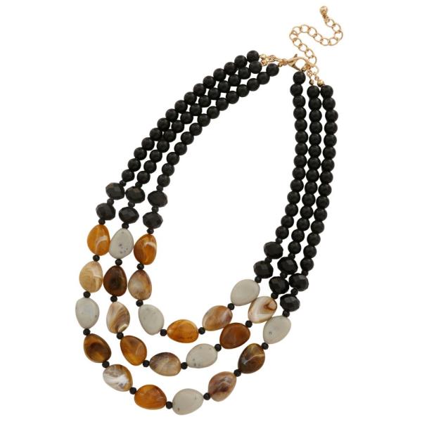 MIXED BEAD LAYERED NECKLACE