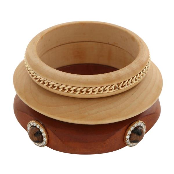 ANIMAL PRINT BEAD WOODEN BRACELET SET
