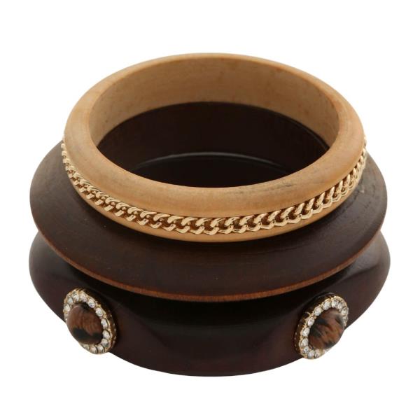 ANIMAL PRINT BEAD WOODEN BRACELET SET