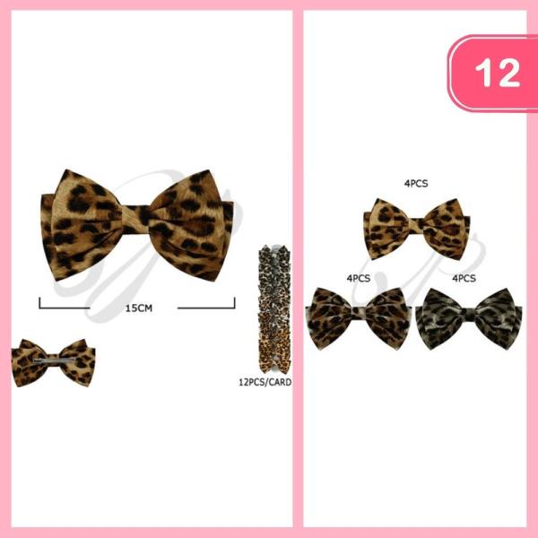 LEOPARD PRINT HAIR BOW (12 UNITS)