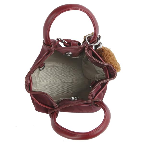 TEXTURED BUCKLE DESIGN HANDLE SATCHEL BAG