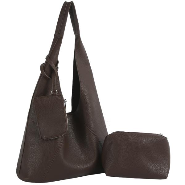 3IN1 SMOOTH SHOULDER HOBO BAG W POUCH AND COIN PURSE SET