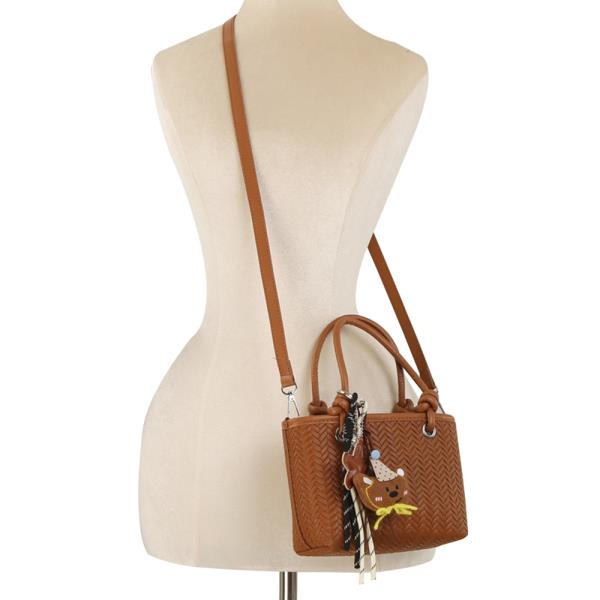 QUILTED PATTERN DESIGN HANDLE SATCHEL BAG