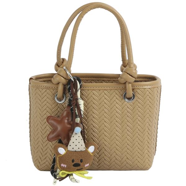 QUILTED PATTERN DESIGN HANDLE SATCHEL BAG