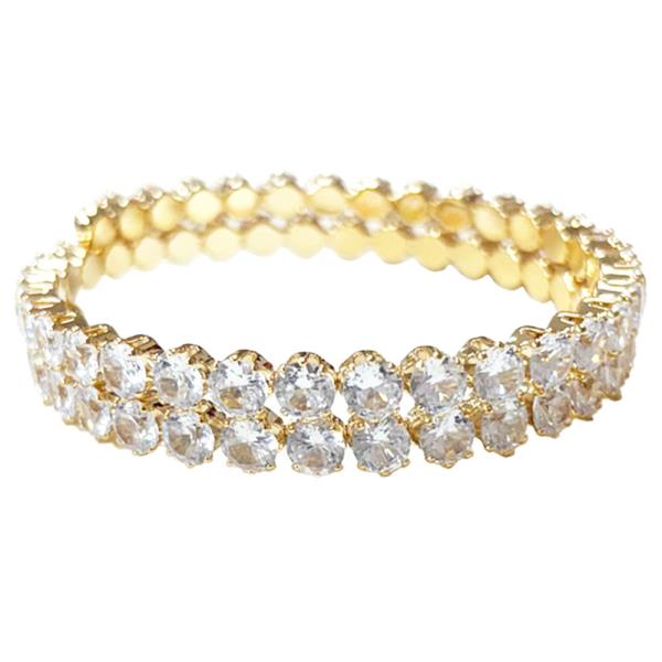 CUBIC ZIRCONIA ROUND MEMORY WIRE CUFF BRACELET