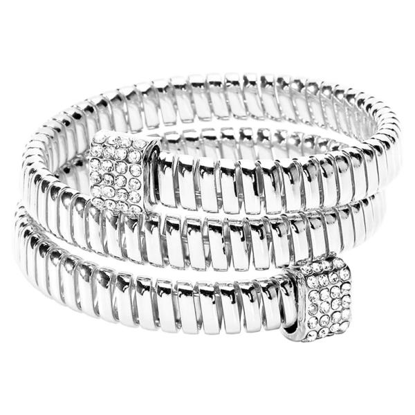 PAVE DOUBLE OMEGA CUFF ADJUSTABLE BRACELET