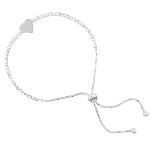 RHINESTONE HEART SLIDE ADJUSTABLE BRACELET
