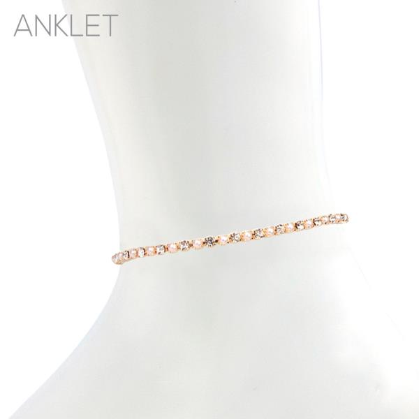 RHINESTONE PEARL LINE ANKLET