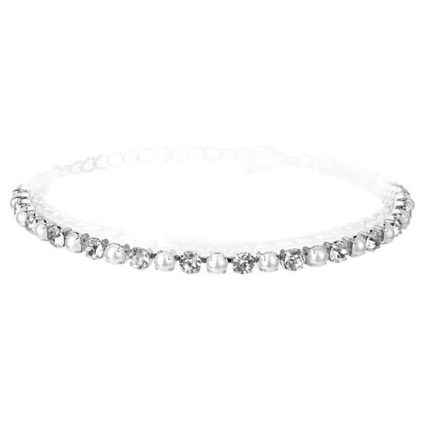 RHINESTONE PEARL LINE ANKLET