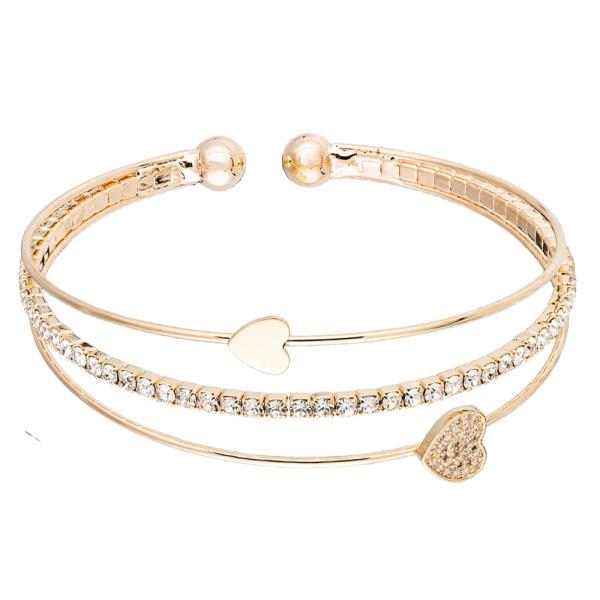 LAYEREDCUBIC ZIRCONIA HEART SHAPE WIRE BRACELET