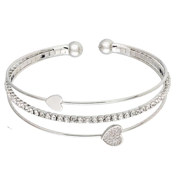 LAYEREDCUBIC ZIRCONIA HEART SHAPE WIRE BRACELET
