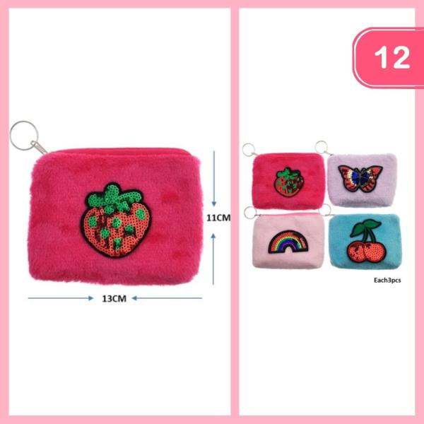 CUTE FURRY SEQUINS COIN PURSE (12 UNITS)