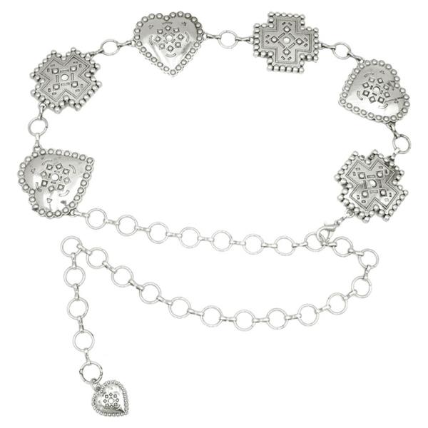HEART & CROSS RHINESTONE CHAIN BELT