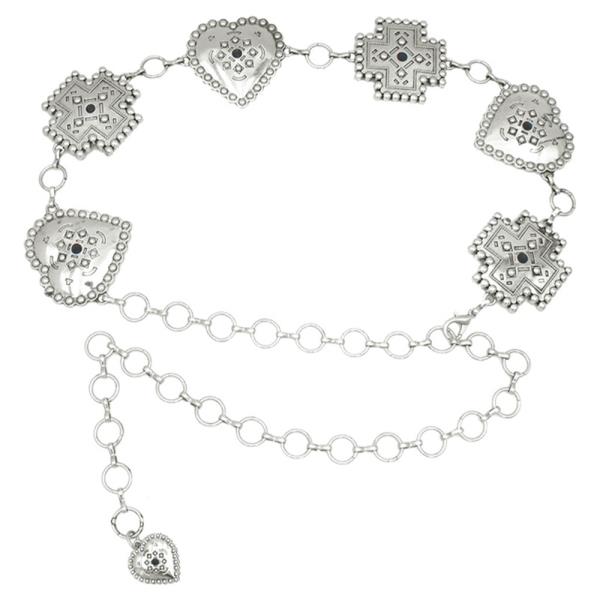HEART & CROSS RHINESTONE CHAIN BELT