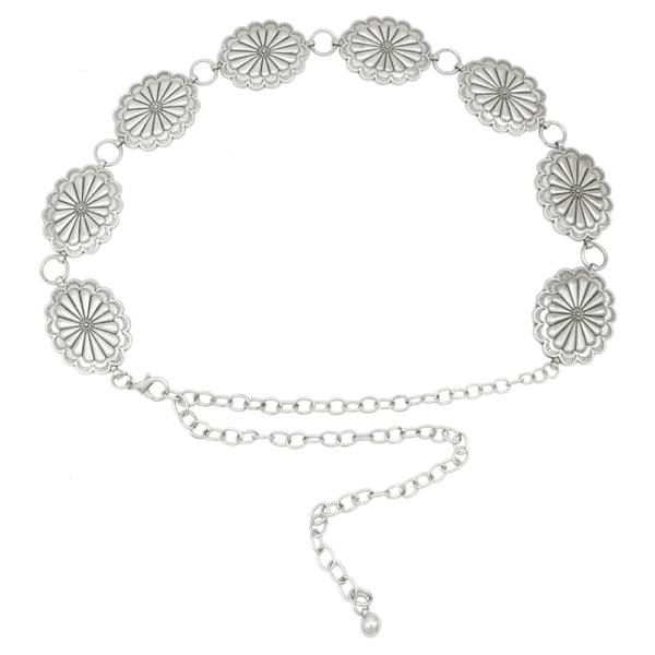 SOUTHWESTERN OVAL FLORETTE CONCHO CHAIN BELT