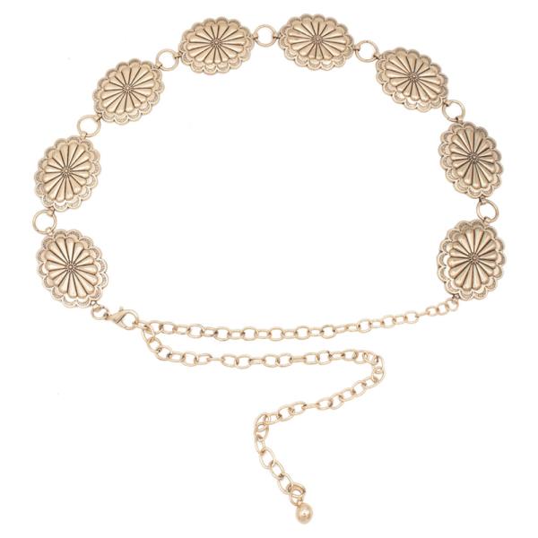 SOUTHWESTERN OVAL FLORETTE CONCHO CHAIN BELT