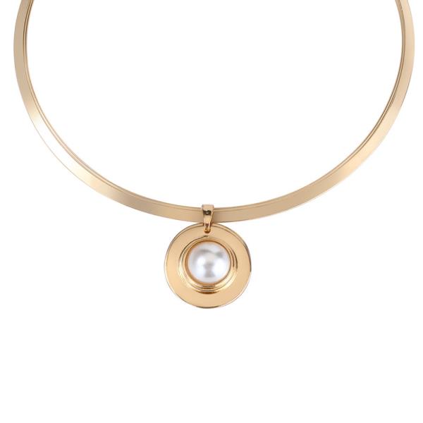 PEARL ROUND DISC CHOKER NECKLACE