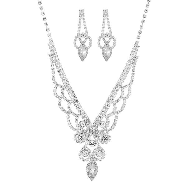 ROUND MARQUISE 2 PC NECKLACE SET