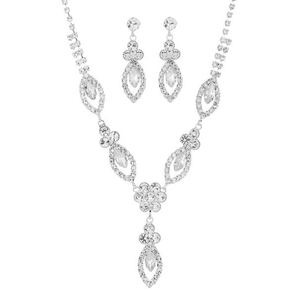 RHINESTONE MARQUISE FLOWER 2PC SET