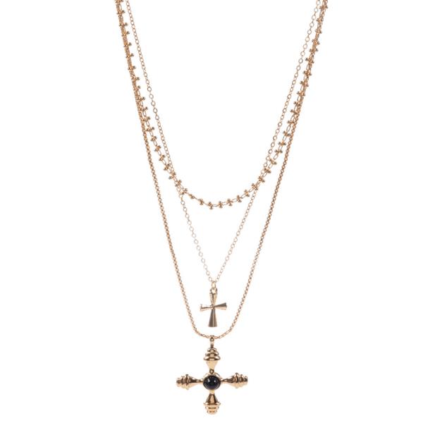 LAYERED CROSS NECKLACE