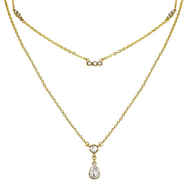 TEARDROP THREE STONE NECKLACE