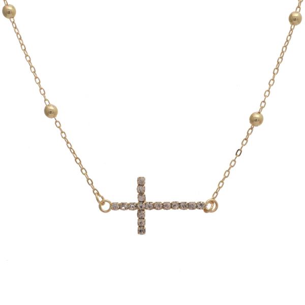SIDE CROSS BALL CHAIN NECKLACE