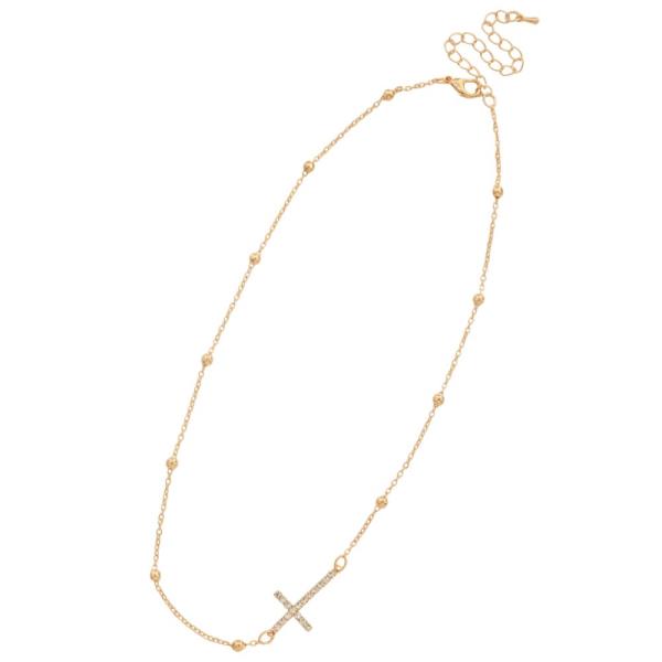 SIDE CROSS BALL CHAIN NECKLACE