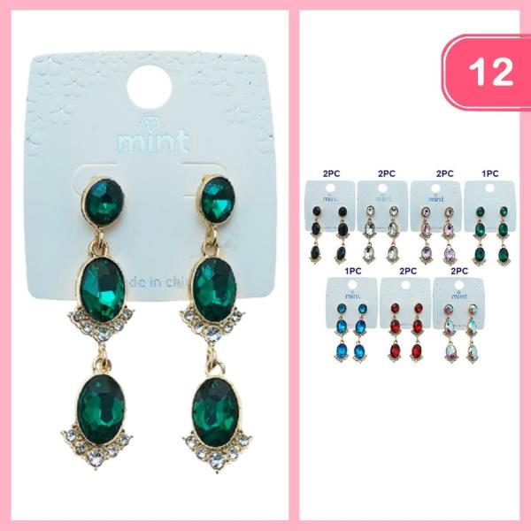 RHINESTONE DANGLE EARRING (12 UNITS)