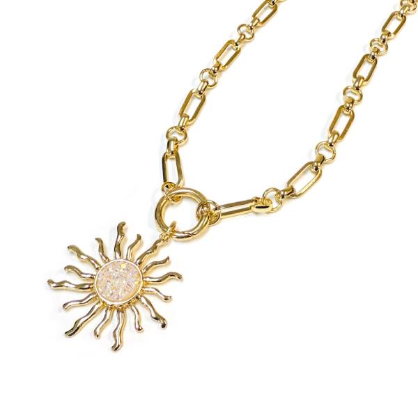 SUN BURST DRUZY PENDANT NECKLACE