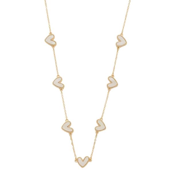 MOP HEART STATION METAL NECKLACE