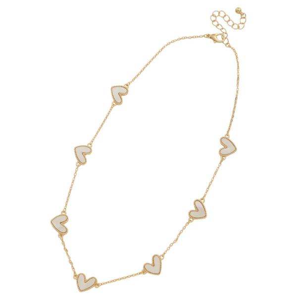 MOP HEART STATION METAL NECKLACE