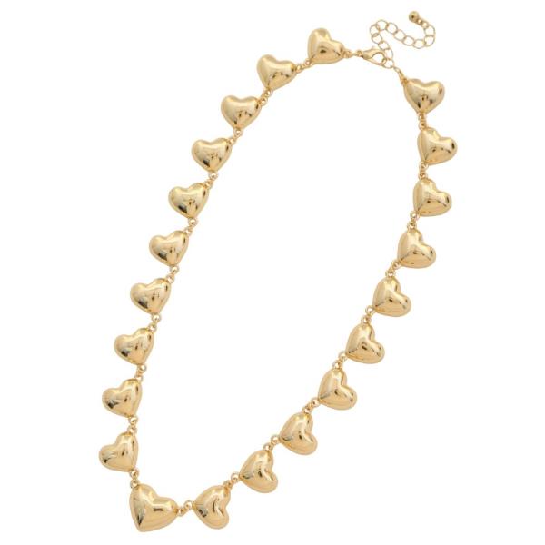 PUFFY HEART METAL CHARM STATION NECKLACE
