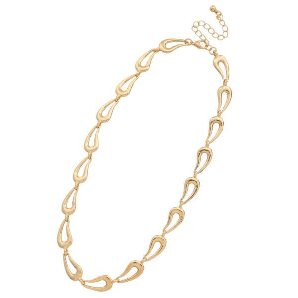 TWO TONE TEARDROP LINK METAL NECKLACE