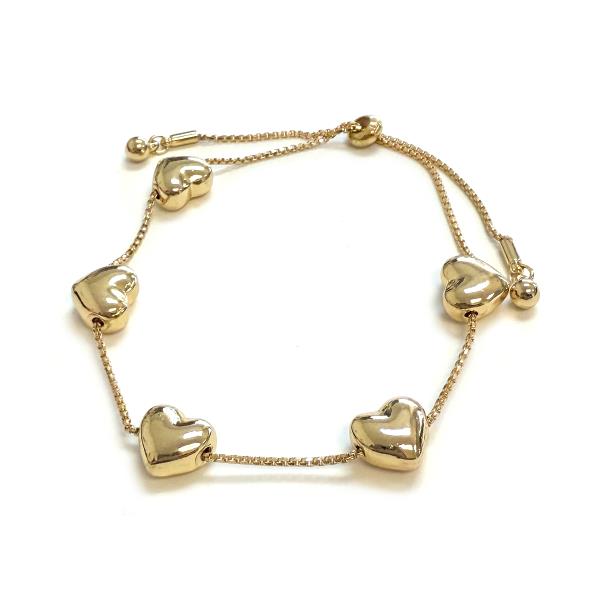 PUFFY HEART CHARM METAL BRACELET