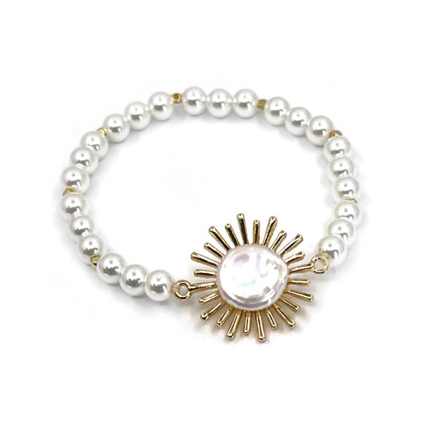 MOTHER OF PEARL SUNBURST BEADED BRACELET