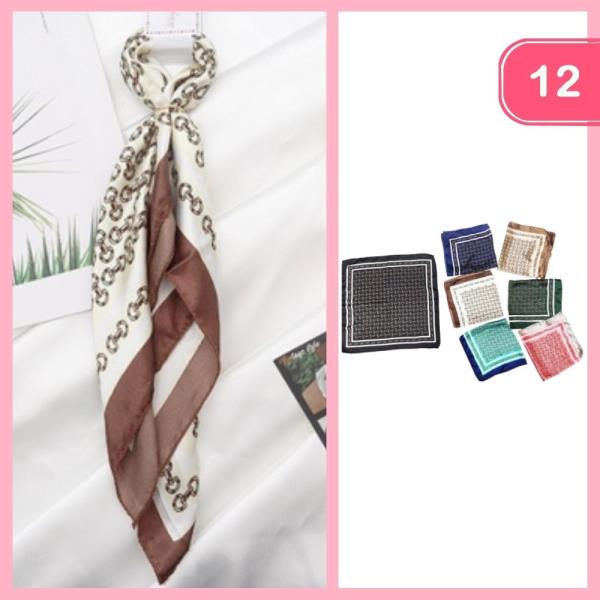 SILK SQUARE PATTERN SCARF (12 UNITS)