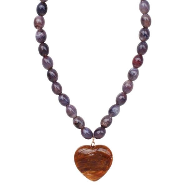 ACETATE HEART PENDANT NECKLACE
