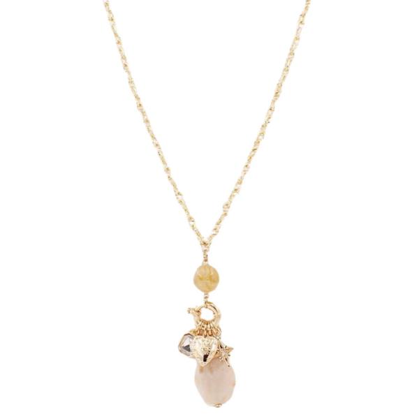 HEART STAR MULTI CHARM OVAL BEAD NECKLACE