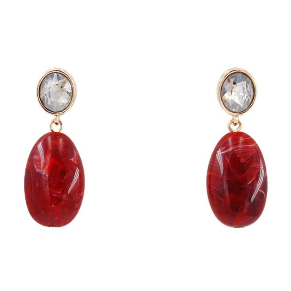 CRYSTAL OVAL BEAD LINK DANGLE EARRING
