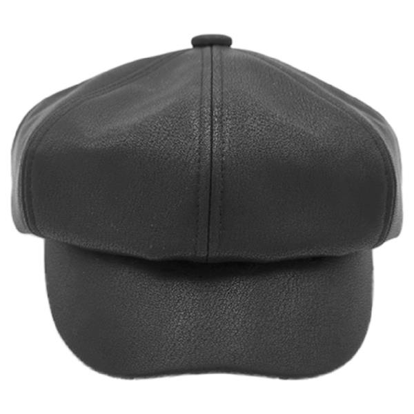 FAUX LEATHER NEWSBOY CAP