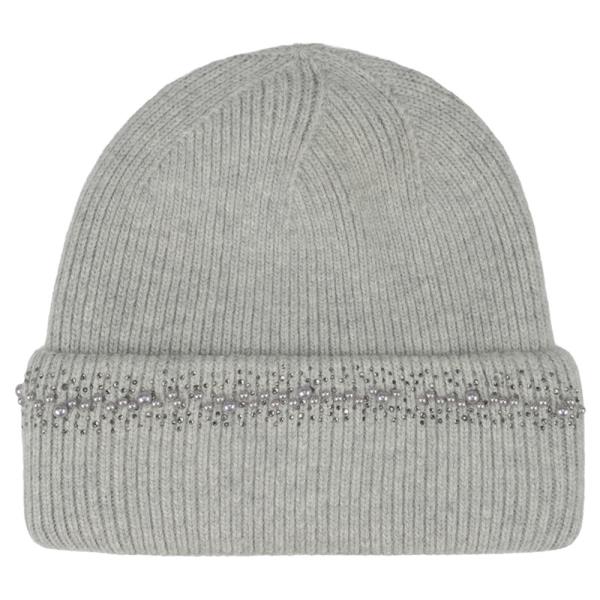CC PEARL RHINESTONE EMBELLISHMENTS ANGORA CUFF BEANIE