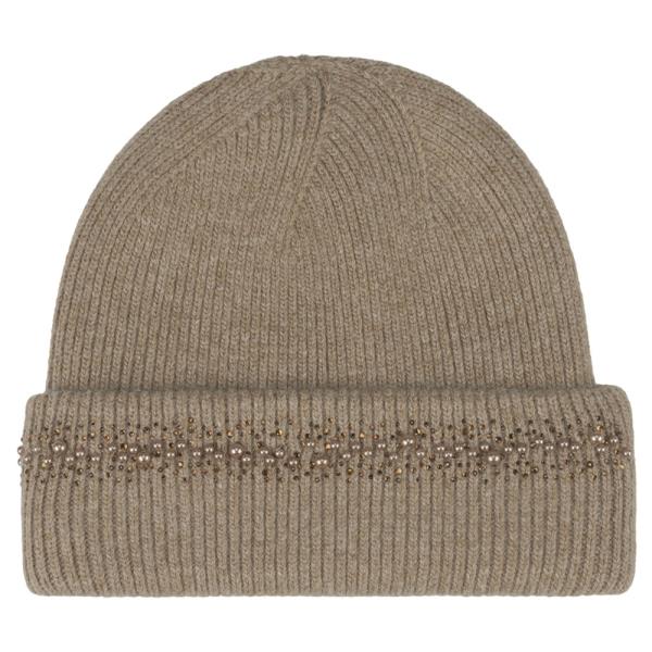 CC PEARL RHINESTONE EMBELLISHMENTS ANGORA CUFF BEANIE
