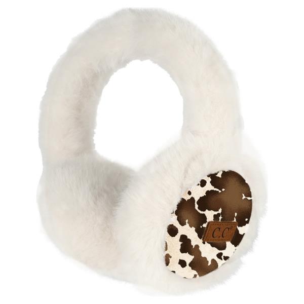 CC  COW PRINT FAUX SUEDE EARMUFF