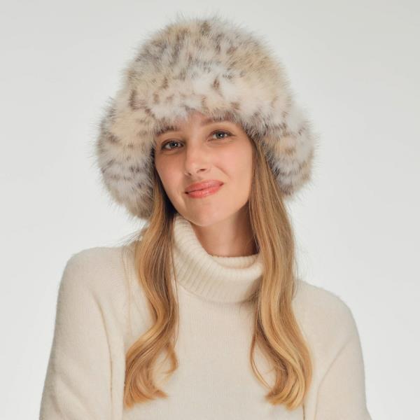 CC FAUX FUR LEOPARD BUCKET HAT